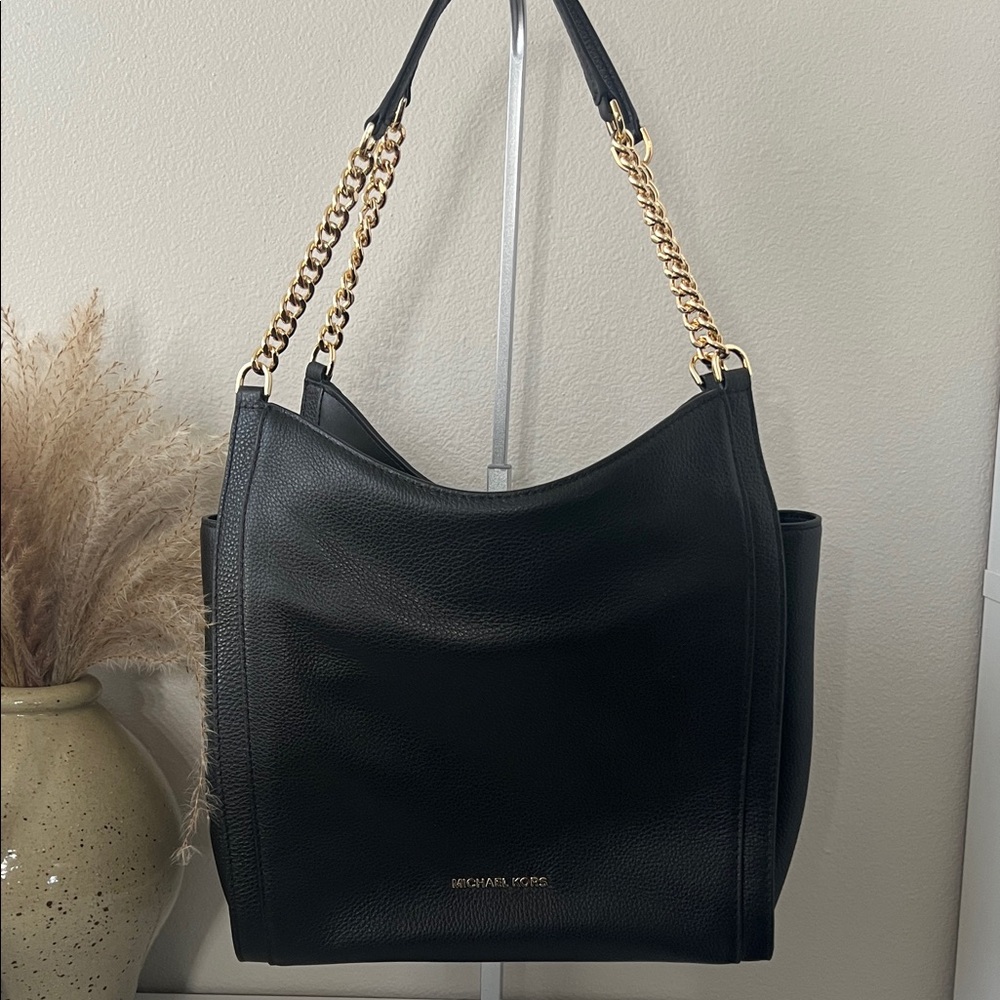 Michael Kors Black Shoulder Bag with Gold Chain